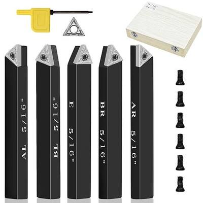 5/16" Indexable Carbide Turning Inserts Holder Set for Machining Lathes, 5 Pcs Set Metal Lathe Tools Inserts Bits with Carbide Inserts TCMT090204.