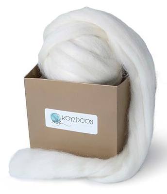 Natural Wool roving, 8 OZ. Best for Needle Felting, handcrafts and Spinning. Natural Colours, un-Dyed. Wool Yarn, Felting Core, Carded Stuffing White Ecru, 8 oz