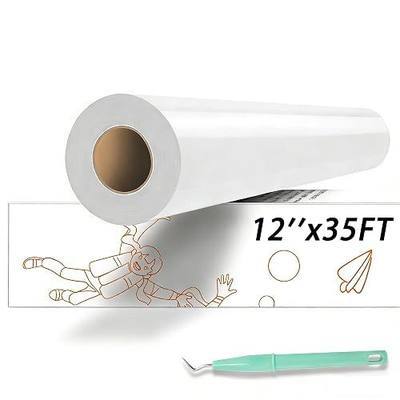 HTVRONT HTV Vinyl Rolls Heat Transfer Vinyl, White HTV, 12" x 35ft | White HTV For Shirts, Iron on Vinyl, For All Cutting Machines, Easy to Cut & Weed