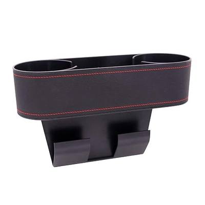 Car Seat Organizer Cup Drink Holders,Multifunctional Gap Filler Storage Box,Insert Organization Helps Reduce Distracted Driving&Holds Phone Mount Mug Bottle Cellphones Coasters Wallet Cards (Black)