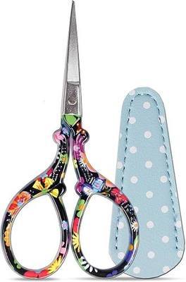 Classic 3.6" Sewing Scissors with Premium Leather Sheath-Hisuper Sharp Embroidery Scissors,Vintage Decorative Shears for Needlework,Cross Stitch,Crochet Accessories,Craft DIY Tool-Black Floral