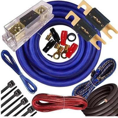 Gravity 1/0 Gauge Power Amp Kit Up to 6500 Watts Premium Elite Pro Flexible RCA Speakers Wires , 250A + 300A Fuse Included , Complete Blue DIY Hobbyist AWG Amplifier Installation Wiring