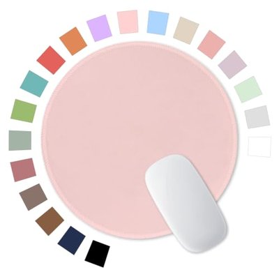 Hsurbtra Pink Mouse Pad, Premium-Textured Small Round Mousepad 8.7 x 8.7 Inch Pink, Stitched Edge Anti-Slip Waterproof Rubber Pretty Cute Computer Mat for Office Home Gaming Laptop Men Women Kids