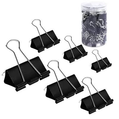 Binder Clips Paper Clamps Assorted Sizes 200 Count (Black) | Jumbo, Large, Medium, Small, Mini and Micro,6 Sizes with Box for Office, School and Home