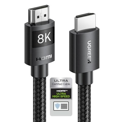 UGREEN HDMI 2.1 Cable Certified 8K 6.6FT Ultra High Speed HDMI Cord 48Gbps | 4K@240Hz 10K 8K@60Hz, Dynamic HDR eARC Dolby Atmos, HDCP 2.3, Compatible with PS5 PS4 Xbox Roku TV HDTV Blu-ray Projector