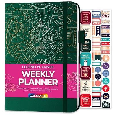 Legend Weekly Colorful Planner 2nd Edition – Undated Life & Work Agenda Journal for Time Management, Goal Setting, Productivity, 5.8 ″x8.3″, Hardcover – Dark Green Gold Foil