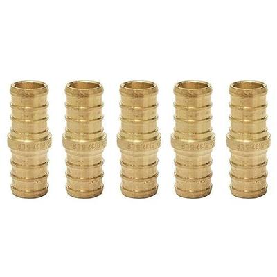 VENTRAL PEX Fittings, 5 Pex Fittings 1/2 Inch Straight Coupling Barbed Connector Crimp Brass for Pipe Tubing, No Lead