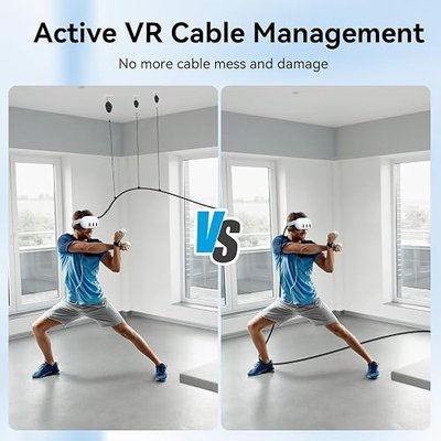 AMVR VR Cable Management System, 6 Packs Ceiling Pulley System Compatible with Meta Quest 3S/3/2/Valve Index/Rift S/PSVR/HTC VR Cord Accessories(VR Link Cable Not Included)