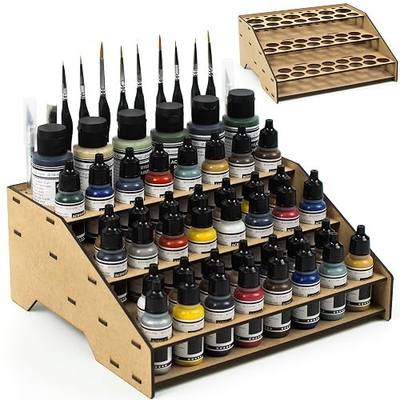 PROSCALE Paint Rack Organizer for Miniature & Model Paints Tabletop Paint Stand with 26mm & 36mm Holes Brush & Tool Holder Artist Room Compatible with Vallejo, Army Painter, AK (Module A)