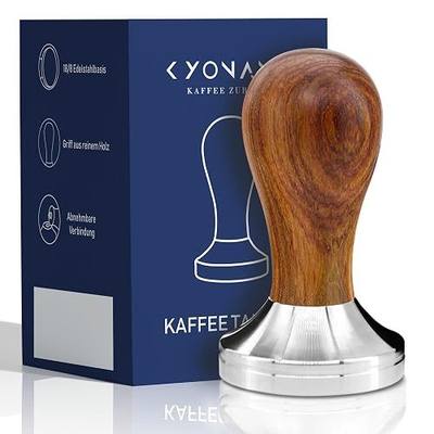 KYONANO Espresso Coffee Tamper 51mm - Espresso Press Tamper- Espresso Hand Tamper with Stainless Steel Base and Scented Rosewood Handle - Compatible with 51mm Delonghi Bottomless Portafilter