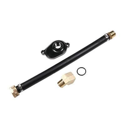 6.0L Oil Cooler Flush Kit with Black Aluminum Anodize Adapter replacement for Ford 2003 2004 2005 2006 2007 2008 2009 2010 Diesel