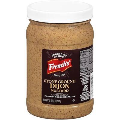 French's Stone Ground Dijon Mustard, 32 oz - One 32 Ounce Container Dijon Mustard Made with Real Chardonnay, Perfect for Deli Sandwiches, Vinaigrettes, Sauces and More