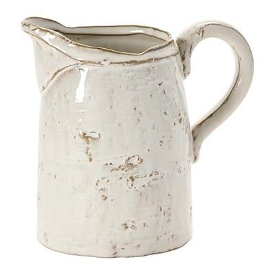 Creative Co-Op 28 oz. Stoneware Pitcher, Reactive Glaze, White (Each One Will Vary)