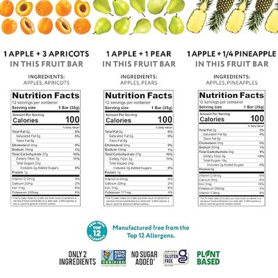 That's it. (36 Count) Variety Pack | Apricot, Pear, and Pineapple Flavors | 100% Natural Real Fruit Bars Plant-based, Vegan, Gluten-free, No Added Sugar, Top 12 Allergen Free