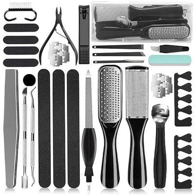 36 in 1 Pedicure Kit, Professional Pedicure Tools Foot Rasp Foot Dead Skin Remover for Home & Salon Care | Stainless steel tools with storage case for easy nail grooming, heel care and smooth foot maintenance at home or salon.