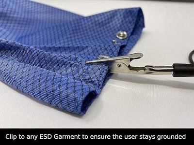 ESD Grounding Cable with Alligator Clip 8' Long with Banana Jack Outlet Plug Adapter Ground Garments and Mats with Alligator Clip