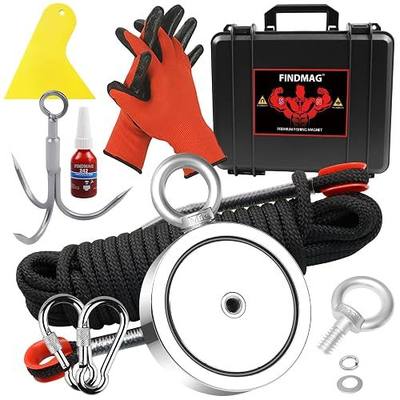 FINDMAG 2625 LBS Fishing Magnet, 4.57 Inch Double Sided Fishing Magnet Kit
