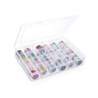 24 Compartments Plastic Organizer Box, Denkee Extra Large Divider Adjustable 24 Removable Grids Container for Jewelry Cosmetics Tackle Kids Toys Roll Tape Holder (White, 13.19 x 8.78 x 2.17 in)