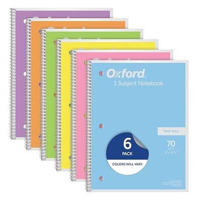 Oxford Spiral Notebooks, 6 Pack, 1 Subject, Wide Ruled Notebooks for School, 8 x 10.5 Inches, 70 Sheets, Assorted Pastel Colors, Back to School Supplies (63757)