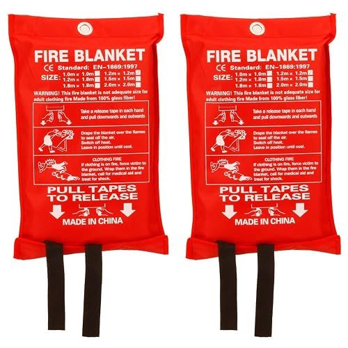 Aksipo Fire Blanket - Fiberglass Fire Emergency Suppression Blanket, Flame Retardant, 2 Pack (71 X 71 inch)