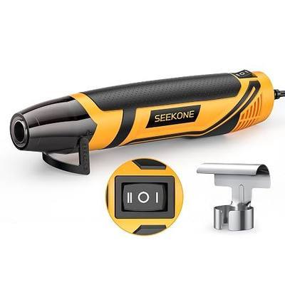 SEEKONE Mini Heat Gun, 350W 2-Temp Settings 500℉ & 842℉(260℃& 450℃) Fast Heat Hot Air Gun Tool with Reflector Nozzle and 4.9Ft Long Cable Overload Protection for Crafting, Vinyl Wrap and Shrink Tubing