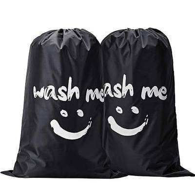 Wash Me Laundry Bag 2 packs, 28x40 inches Rips & Tears Resistant Large Dirty Clothes Storage Bag, Machine Washable, Heavy Duty Laundry Hamper Liner for College Students, Black