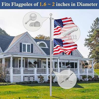 NQ Flagpole Hardware Repair Parts Kit,50 Feet Halyard Rope+3" Silver Ball+6" Zinc Alloy Cleat+4 Metal Swivel Snap Clips+Aluminum Alloy Flagpole Truck with Nylon Pulley for 1.6"-2" Flag Poles