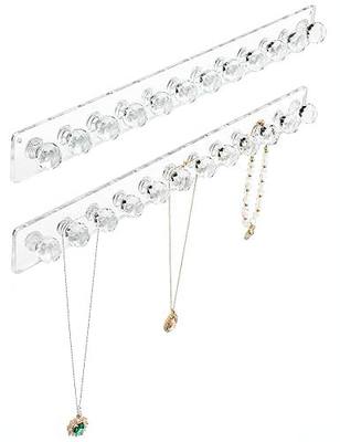 Heesch Necklace Hanger, Wall Necklace Holder, Acrylic Jewelry Organizer | Wall Mount Jewelry Hooks for Necklaces, Bracelets & Chains, Hanging Organizer and Storage, 2-Pack Clear
