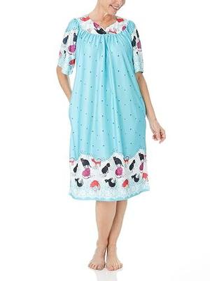 AmeriMark Casual Women’s Patio Muumuu House Dress Loose Comfortable Short Sleeve Sun Dress Lounger Gown Sleepwear for Ladies