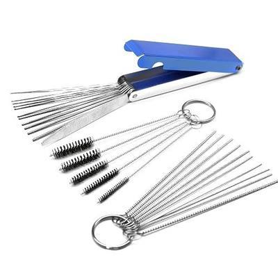 Carburetors Carbon Dirt Jet Remove Cleaning Tool Kit, 13 Wires Set + 10 Cleaning Needles + 5 Nylon Brushes Cleaner for Welder Carb Chainsaw Spray Guns Torch Tips Firing Hole Stove Burner Holes