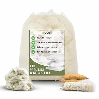 Bean Products Premium Kapok Fill | 1 lbs | 100% Organic Kapok Fiber | Chemical Free and Hypoallergenic | Perfect for Pillows, Pet Beds, Couches & More | Made in USA