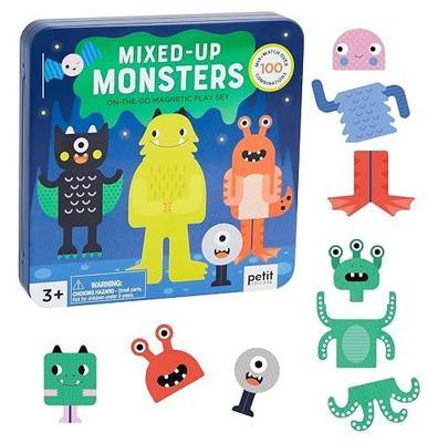 Petit Collage Magnetic Play Set, Monsters – Mix & Match Magnetic Game Board, Ideal for Ages 3+ – Includes 2 Magnetic Scenes and Over 25 Magnet Pieces, Ideal Travel Activity for Kids