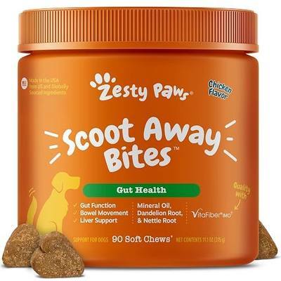 Zesty Paws Scoot Away Soft Chews - Healthy Bowel Function with Bromelain, Vita Fiber for Dogs, & Dandelion Root for Dog Digestive Support and Gut Health - 90 Soft Chews