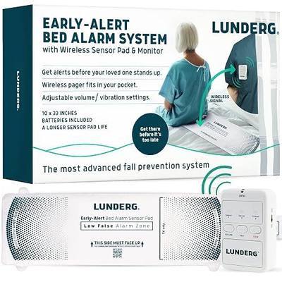 Lunderg Wireless Early Alert Bed Alarm System for Elderly & Fall Prevention | Alerts Caregivers Before They Get Up. No Loud In-Room Alarm To Frighten Your Loved One. Great For Dementia Care. US Company.
