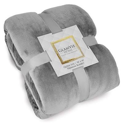Home Soft Reversible Sherpa Queen Size Light Grey Blanket- Warm, Ultra-Plush, Dual-Sided Sherpa and Fleece Cover for Queen Bed Fluffy, Luxurious Faux-Sheepskin (90” x 90”) (Light Grey)