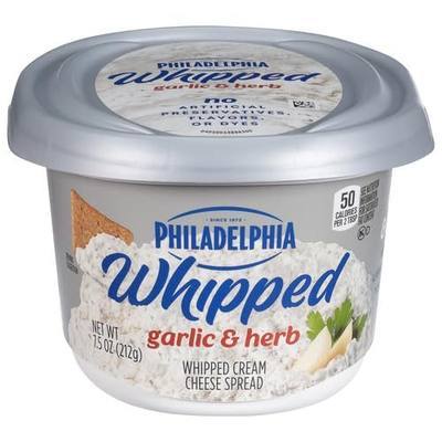 Philadelphia Whipped Flavored Cream Cheese Spread, Garlic and Herb, 7.5 oz