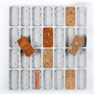 Round Thick Domino Molds for Resin Casting Domino Mold for Resin Silicone Dominoes Mold with Round Edges Shiny & No Scratches & Durable (Each Domino 2x1x0.36 in)