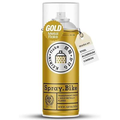 Spray.Bike Keirin Flake Finishing Coat - Kirameki Gold, 400ml | Metal Flake Spray Paint Coating | Glitter Spray Paint Topcoat for Steel, Aluminum
