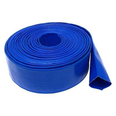 2" Inside Diameter (3-3/8" Flat Width) Blue Lay Flat Hose for Discharge or Backwash Water Transfer Applications, Reinforced PVC, 50' Length