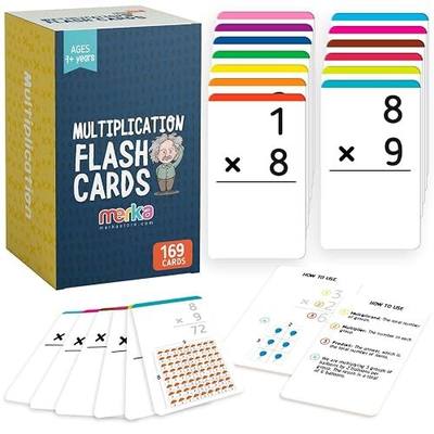 merka Math Flash Cards, 169 Flashcards in Total, Multiplication Learning Mathematics, Create Game for Kids, Classroom and Homeschool Toys, 1st to 4th Graders, Ages 4-14