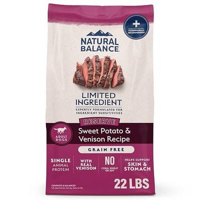Natural Balance Limited Ingredient Adult Dry Dog Food - Balanced Nutrition for Adult Dogs - Grain-Free, Soy-Free Recipe - Limited Ingredient Formula - 22 lb - Reserve Sweet Potato & Venison Recipe