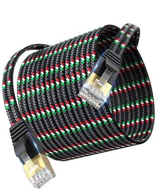 SNANSHI Short Ethernet Cable, Cat 7 Flat Ethernet Cable 3 ft Nylon Braided Jacket LAN Cable for Modem Router LAN Network PlayStation Xbox Black
