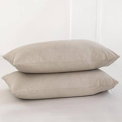 MOOMEE Pillowcase Set of 2 100% Washed Cotton Linen-Like King | Relaxed Linen-like Texture. Soft, Breathable & Long-lasting Comfort. Lightweight. Envelope Closure Keeps Pillow Secure