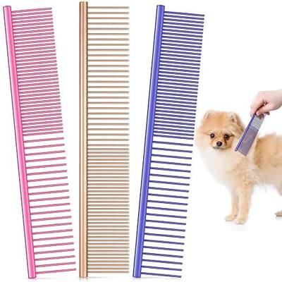 3 Pcs Stainless Steel Grooming Combs for Matted and Tangled Long Hair - Pet Guide Clippers for Dog and Cat