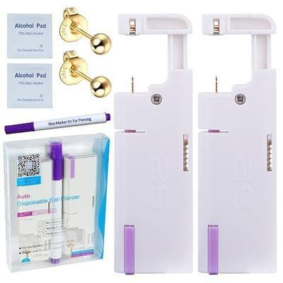 Firstomato 2PCS Disposable Ear Piercing Kit Ear Piercing Gun Self Use Ear Piercings Kit Cartilage Piercing Gun with Hypoallergenic Earrings(3mm Ball,24kt Gold)