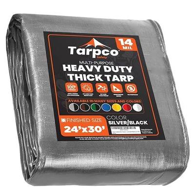 Extra Heavy Duty 14 Mil Tarp Cover, Waterproof, UV Resistant, Rip and Tear Proof, Poly Tarpaulin with Reinforced Edges for Roof, Camping, Patio, Pool, Boat (Silver/Black 24′ X 30′)
