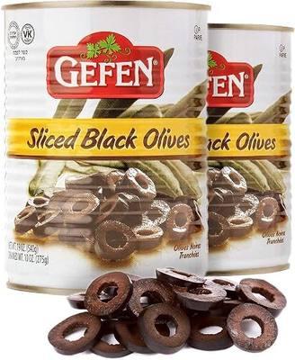 Gefen Sliced Black Olives 19oz (2 Pack) | No Coloring or Preservatives, Product of Israel