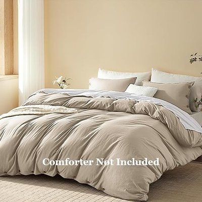 SunStyle Home Linen Duvet Cover King Size - Soft Double Brushed King Duvet Cover Set, 1 Duvet Cover 104x90 inches and 2 Pillow Shams, 3 Pieces Comforter Cover with Button Closure