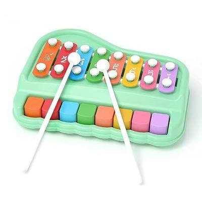 2 in 1 Baby Piano Xylophone for Toddlers 1-3 Years Old, 8 Multicolored Key Keyboard Baby Xylophone Piano, Preschool Educational Musical Learning Instruments Toy for Baby Kids Girls Boys
