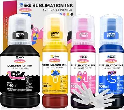 Printers Jack 440ml Sublimation Ink for Supertank Inkjet Printer ET-2400 ET-2720 ET-2760 ET-2800 ET-2803 ET-2830 ET-4800 ET-3760 ET-2850 ET-7720 /Upgrade Version/Offer Free ICC Printing